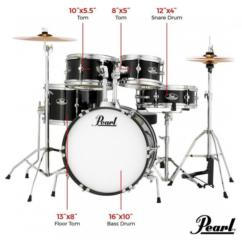 Pearl Roadshow Junior C31 Jet Black con hardware e piatti