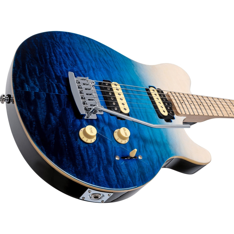 Sterling Music Man Axis AX3 Quilted Maple Spectrum Blue