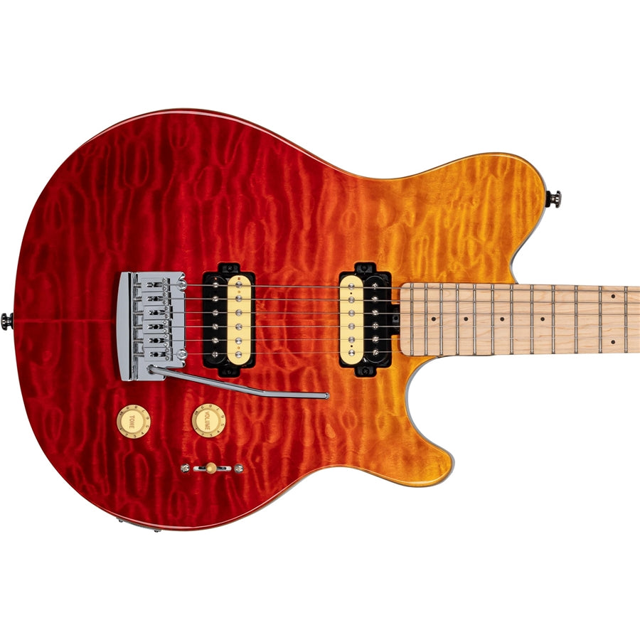 Sterling Music Man Axis AX3 Quilted Maple Spectrum Red