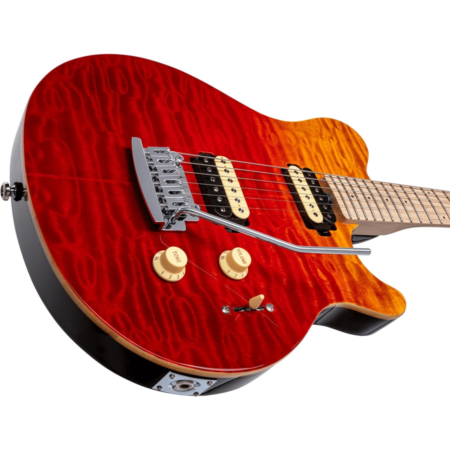 Sterling Music Man Axis AX3 Quilted Maple Spectrum Red